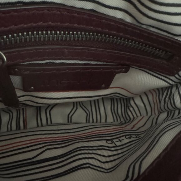 She+Lo Leather Burgundy Crossbody Shoulder Bag Adjustable Strap Flap Studded - Picture 4 of 10